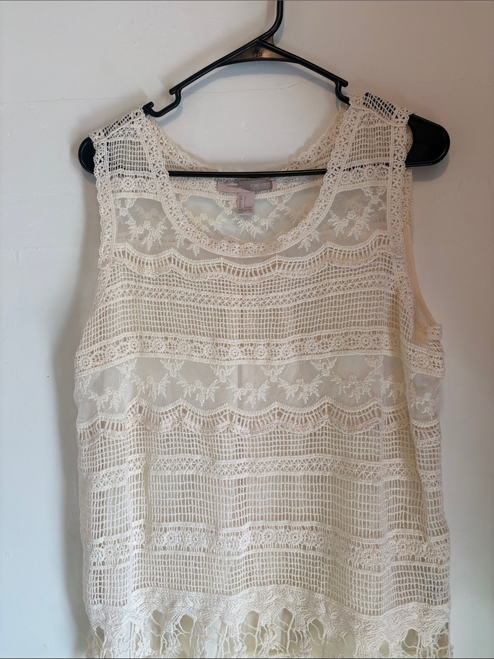 Forever 21 Ivory Crochet Lace Tank Top